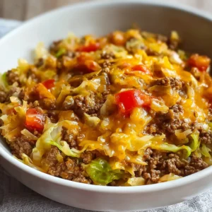 Cheesy Cabbage Beef Casserole