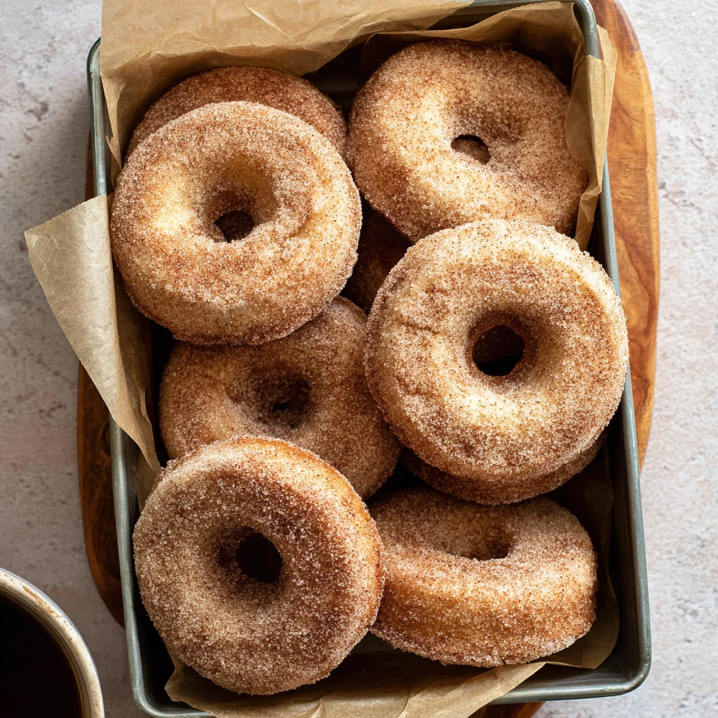 Cinnamon Sugar Covered Baked Donuts
