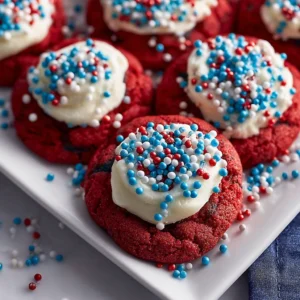 Classic 4th of July Red Velvet Cookies