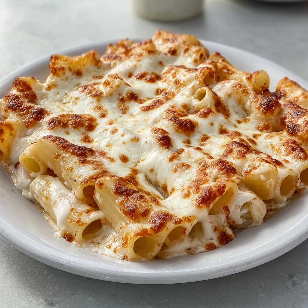 Creamy Mozzarella Baked Rigatoni Golden Steps
