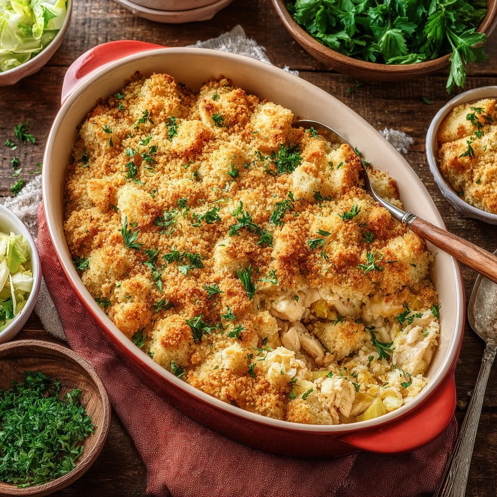 Easy Chicken And Stuffing Casserole Recipe Healthy Chicken Stuffing Casserole Ideas Make-ahead Chicken And Stuffing Casser...