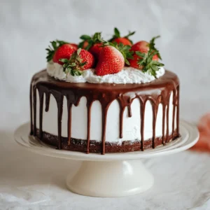 Chocolate Strawberry Cheesecake Cake