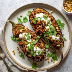 Easy Moroccan Stuffed Eggplant