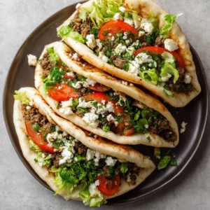 Mediterranean Ground Beef Pita