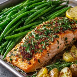 Salmon and Green Beans Sheet Pan Dinner