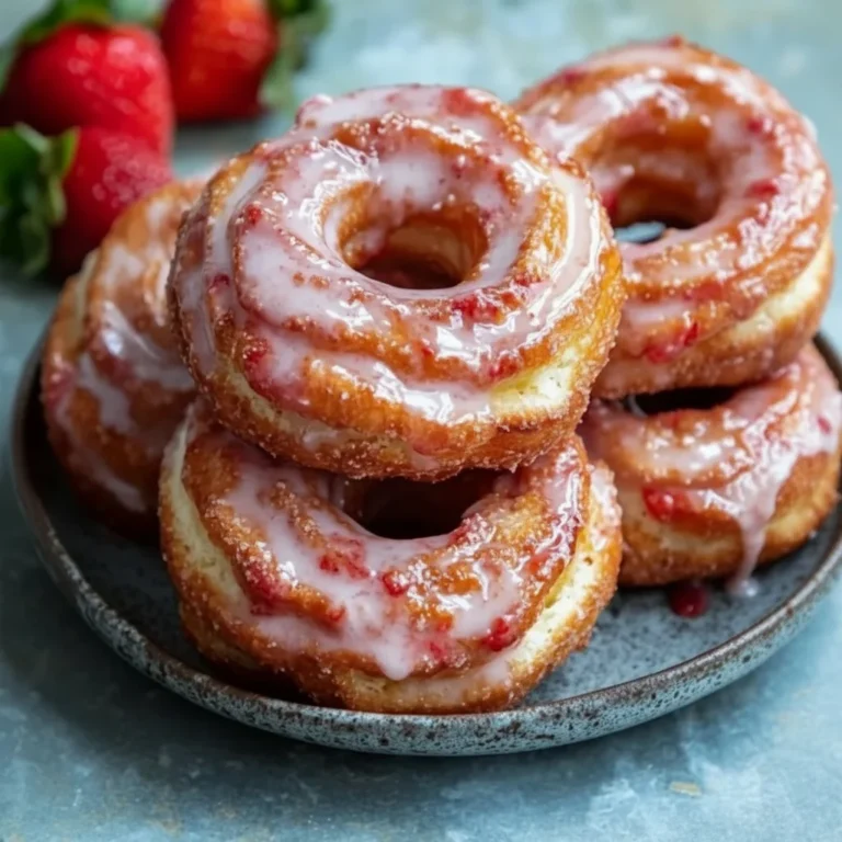 Delicious Strawberry Glazed French Crullers