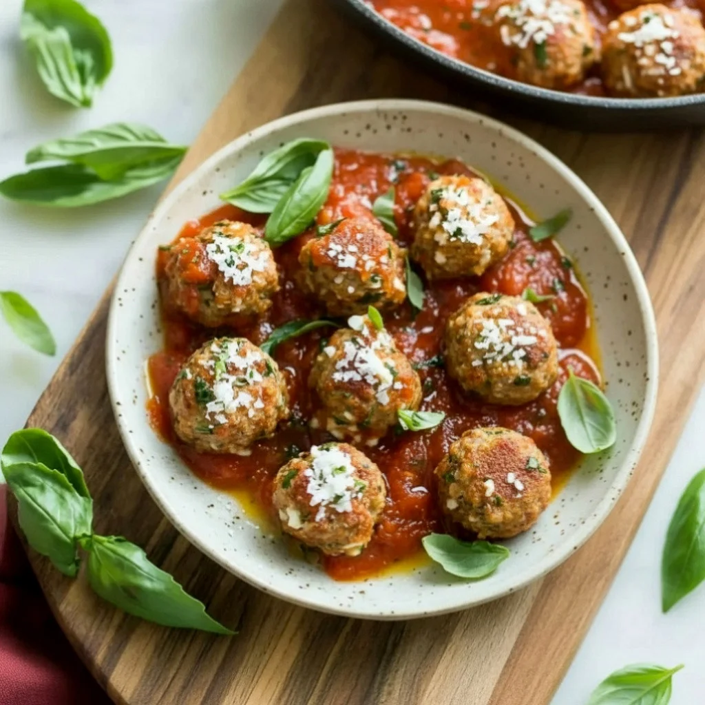 Mini Ricotta Meatballs with Herbed Tomato Sauce