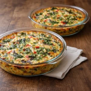 Roasted Red Pepper & Spinach Baked Frittata & Delicious Recipe