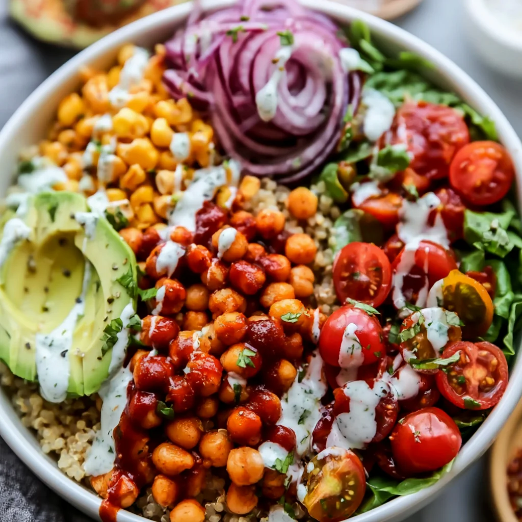 BBQ Ranch Chickpea Quinoa Bowls