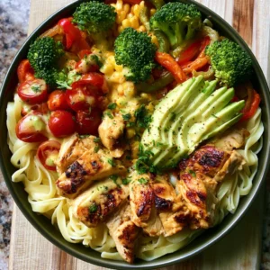 Chicken Veggie Pasta Bowl with Creamy Mustard Sauce