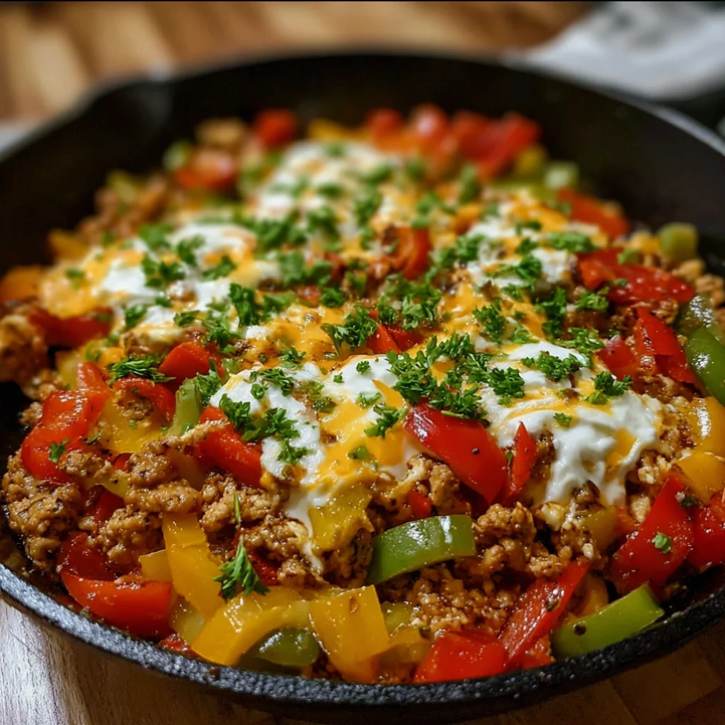 Cottage Cheese Turkey Pepper Skillet