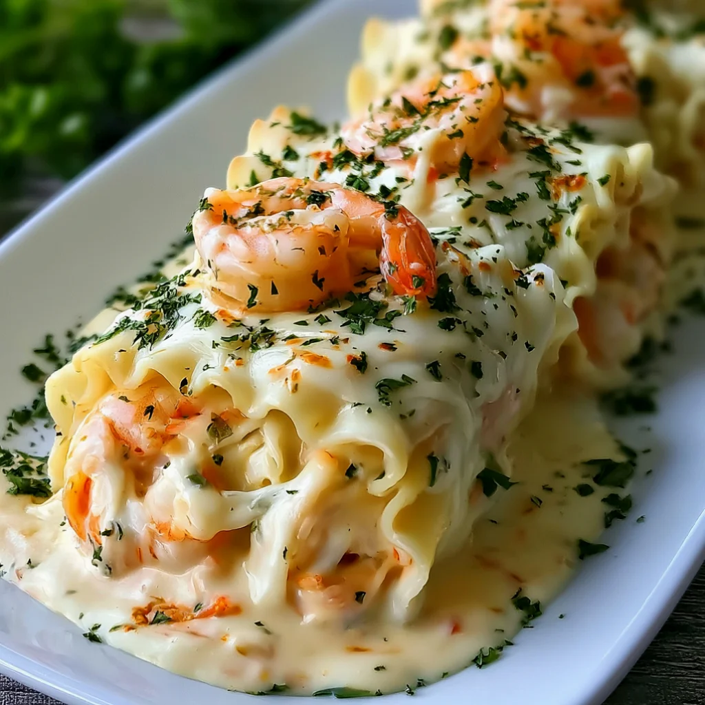 Delicious Cheesy Shrimp Alfredo Roll-Ups