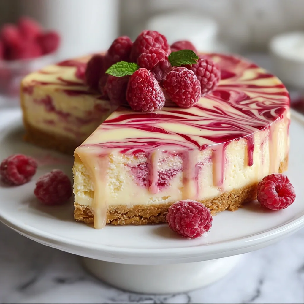 Elegant White Chocolate Raspberry Swirl Cheesecake - elegant-white-chocolate-raspberry-swirl-cheesecake-3