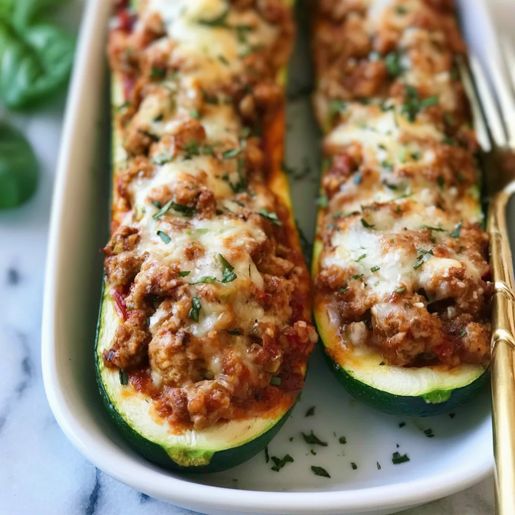 Ground Turkey Zucchini Boats