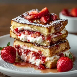 Indulge in Strawberry Cheesecake Stuffed French Toast Bliss