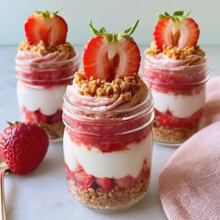 No Bake Strawberry Crunch Cheesecake Jars