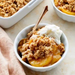 Best Peach Crisp Recipe | Sweet Peaches With A Crisp Oat Topping!