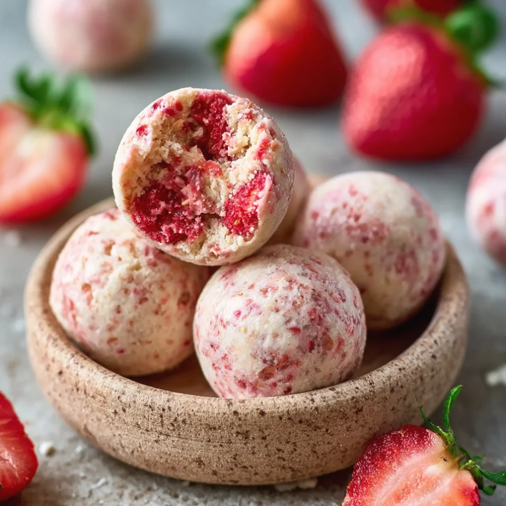 strawberry cheesecake protein balls