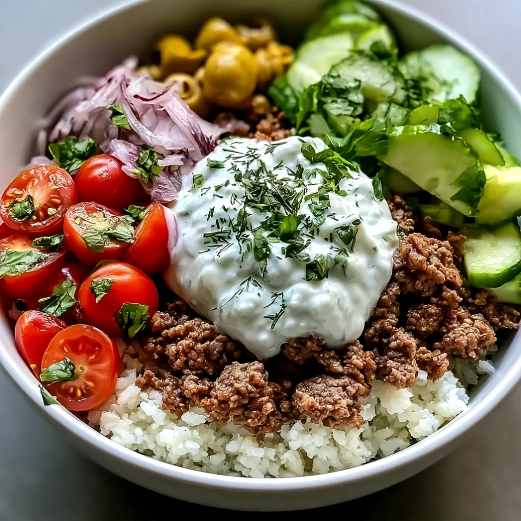 Greek Ground Beef Bowl