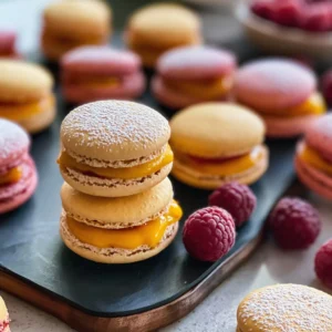 Mango Raspberry Macarons