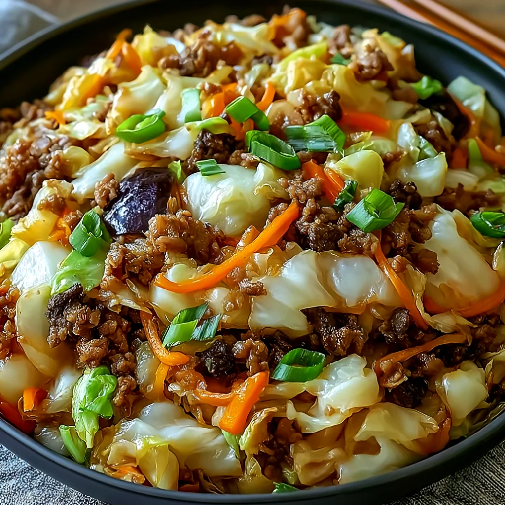 Chinese ground beef and cabbage stir fry